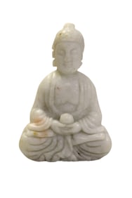 White Jade Buddha approx. 2 1/2"h x 1 1/2"w x 1/2"d