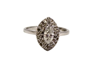 Diamond .97ct & 14k white gold ring, approx. size 7