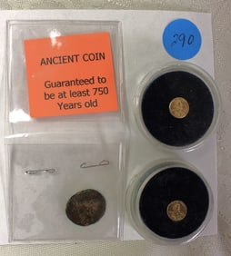 3 coins: Ancient coin guaranteed to be at least 750 years old & 2 micro pennies