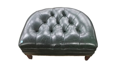 Hancock & Moore half moon leather ottoman, button tuft