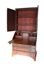 Antique secretary blind door bookcase top, ca.1790-1820's, 2 piece, solid mahogany
