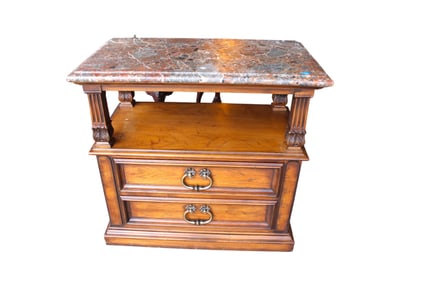 Vintage Henredon granite top server, 2 drawers