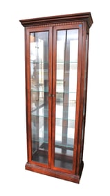 Pulaski display cabinet, mirror back & glass shelves