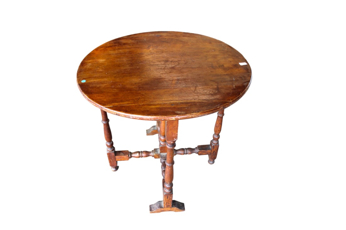 Antique walnut 32" round tavern table (1 of 3)