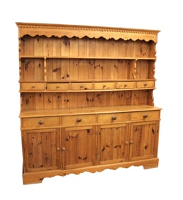 Country 2 piece pine step back hutch, nice model, dovetailed construction, solid wood, nice rustic