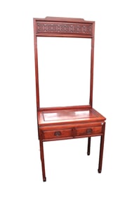 Nice Asian solid rosewood 2 drawer dressing table with detachable mirror