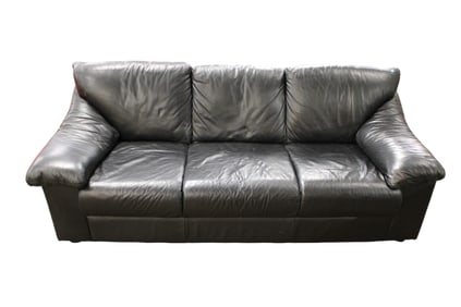 Dark blue to blackish leather sofa, nice modern design