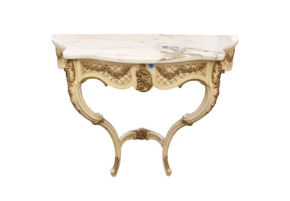Italian marble top decorator wall console
