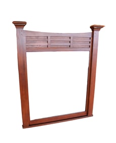 Oak mission style beveled glass hanging mirror