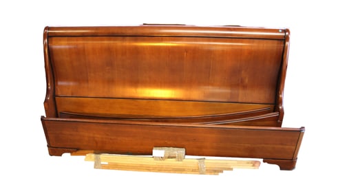 Solid cherry king size sleigh bed, complete