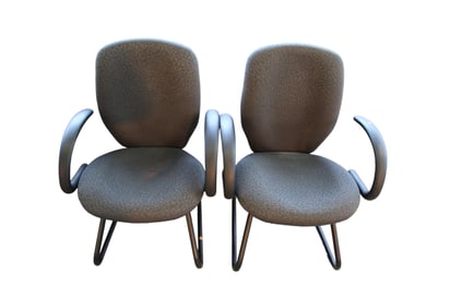 Pair of United Chair Co. Guest Chair SAVV upholstered arm chairs