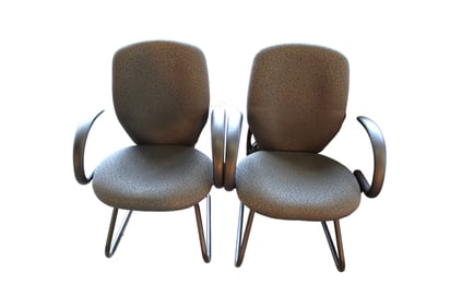 Pair of United Chair Co. Guest Chair SAVV upholstered arm chairs