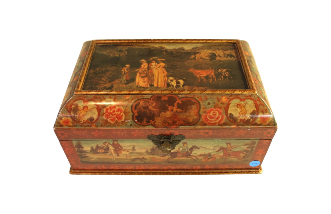 Decorative Italian lift top dresser box. 14"l x 9"d x 7"h (1 of 4)