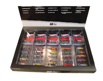 Hotwheels Garage 30 piece set box, (unopened), in original found condition, 27"w x 19"h x 3"d