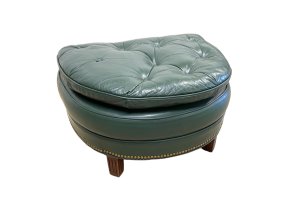 Hancock and Moore button tuft half moon leather ottoman