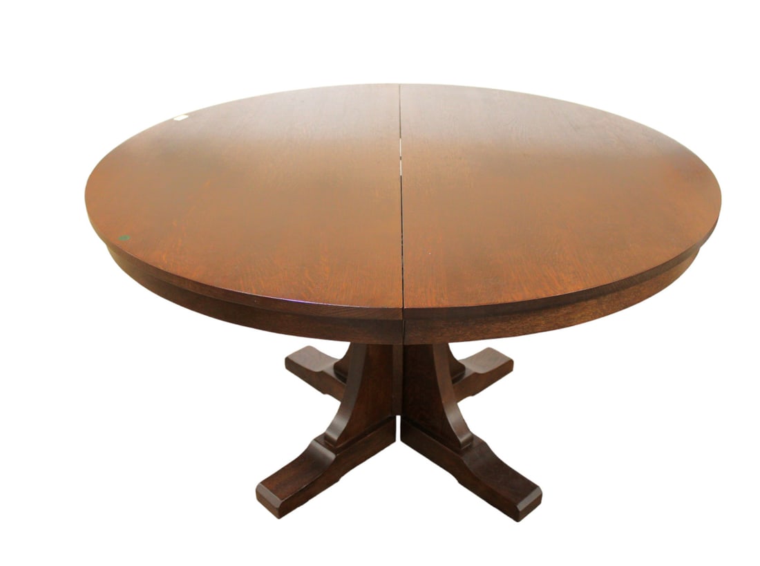 Beautiful Stickley mission oak 52" dining table with leaves (1 of 8)