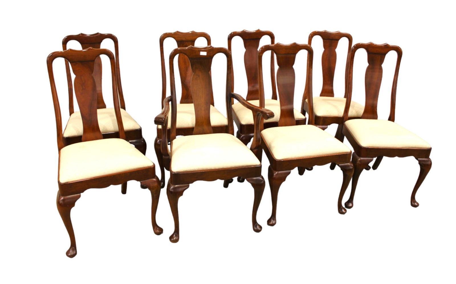 Set 8 Stickley solid cherry Queen Anne dining chairs (1 of 6)