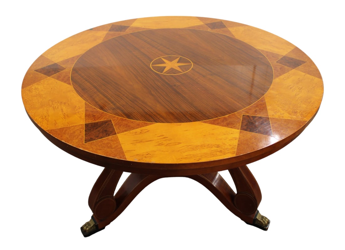 Beautiful John Widdicomb 48" inlaid center table (1 of 6)