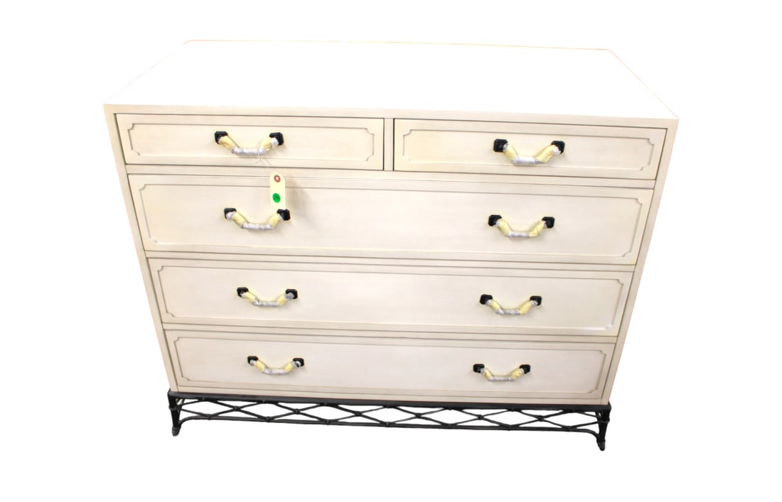 NEW metal bamboo style base chest by Alden Parkes Inspired Designs: NEW metal bamboo style base 5 drawer chest by Alden Parkes Inspired Designs, new out of box, structurally sound. 42"w x 21"d x 34"h