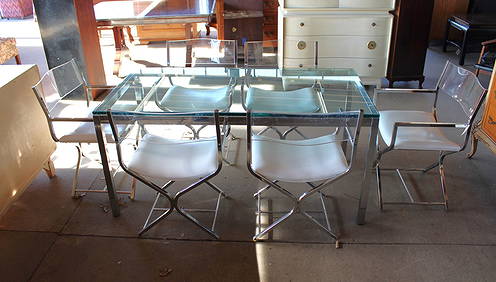 Vintage 7pc. ultra modern glass, Lucite and tubular dining set (1 of 8)