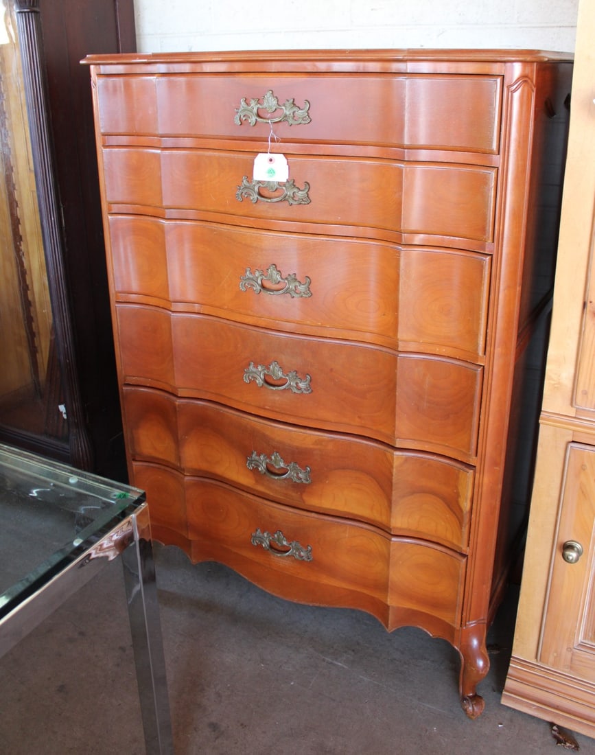 Vintage solid cherry serpentine front high chest (1 of 4)