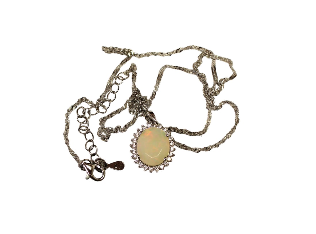 Sterling silver natural opal necklace: Sterling silver natural opal necklace