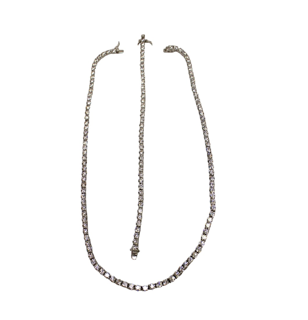 2pc set 5mm diamond style stones tennis bracelet and necklace in sterling silver (1 of 4)