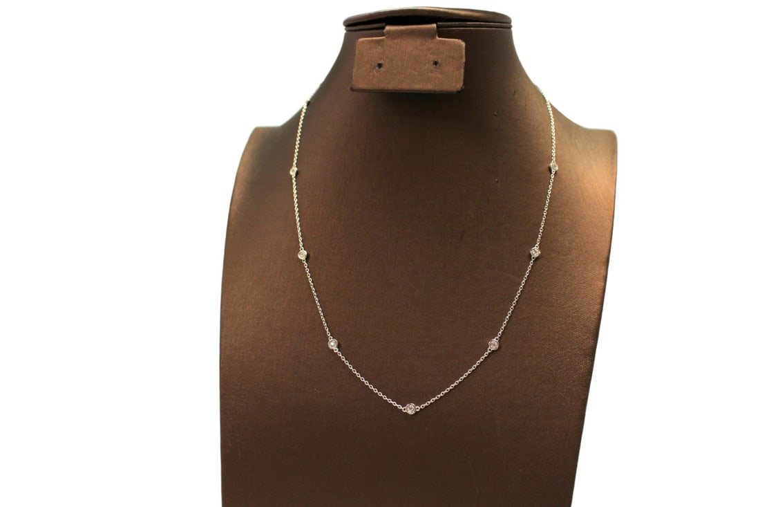Diamond and platinum over sterling necklace, approx. 16": Diamond and platinum over sterling necklace, approx. 16"