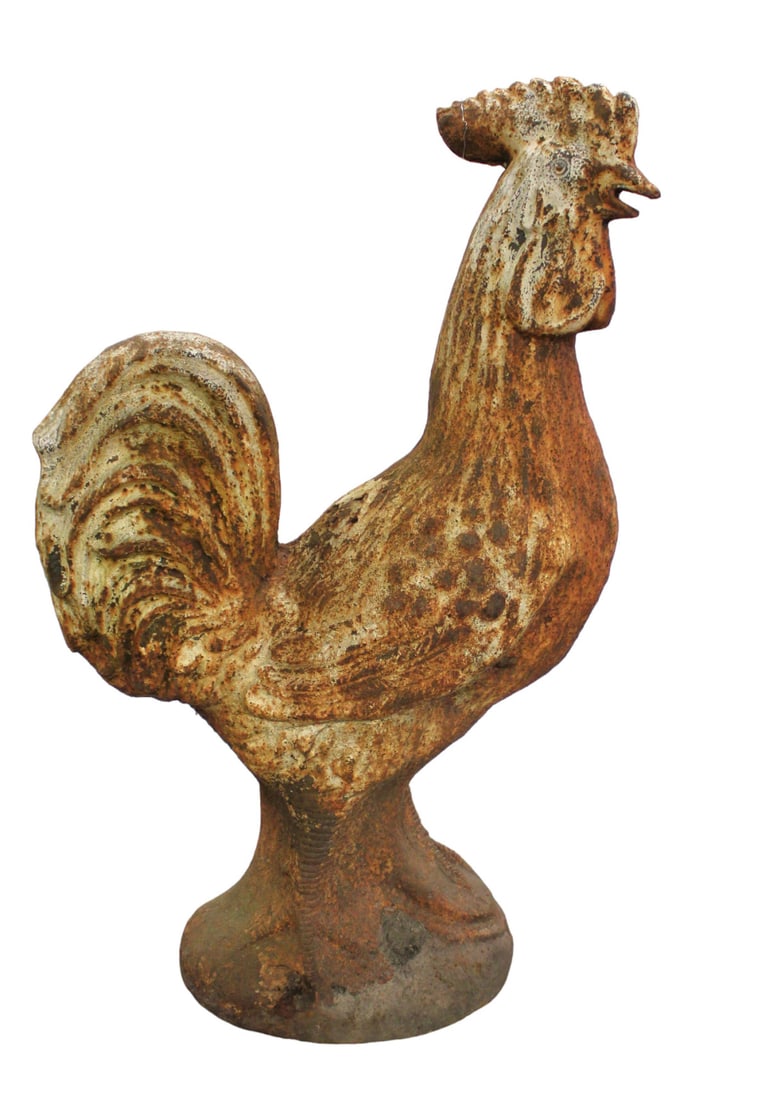 Semi antique large cast iron garden rooster (1 of 6)