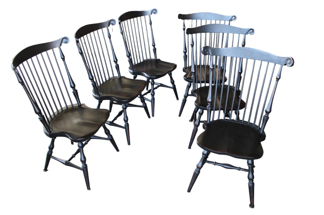 Amish made set 6 Windsor Comb Back Dining Chairs (1 of 7)