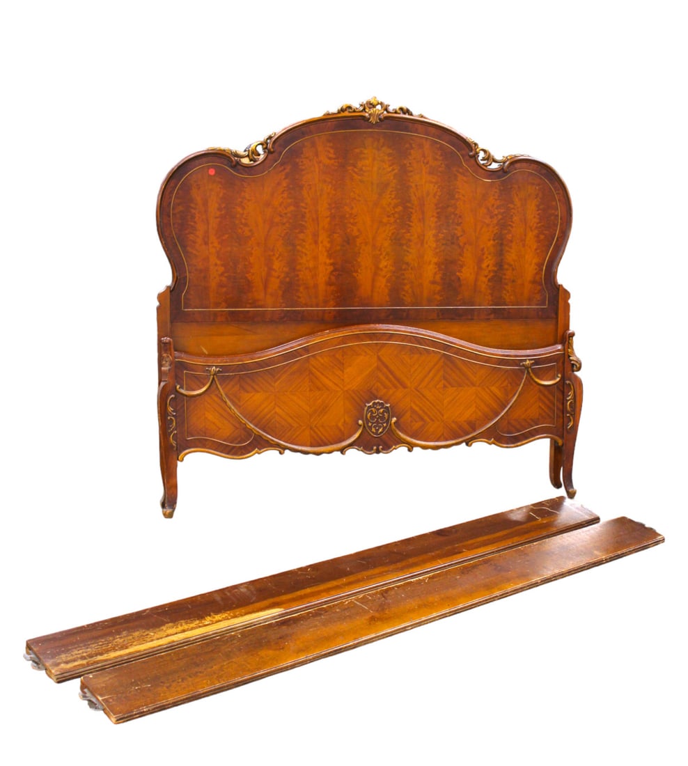 Antique French style carved full size bed (1 of 6)