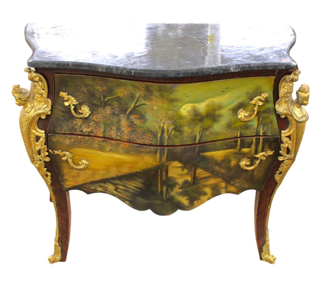 French style marble top chest with heavily applied bronze (1 of 8)
