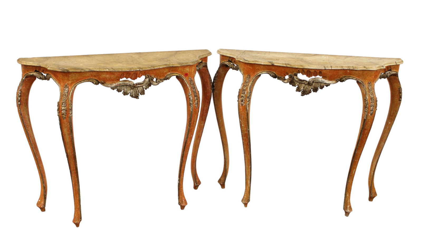 Pair semi antique carved Italian consoles (1 of 6)