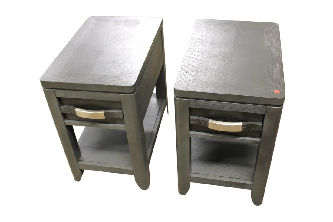 Pair of contemporary gray finish nightstands (1 of 4)
