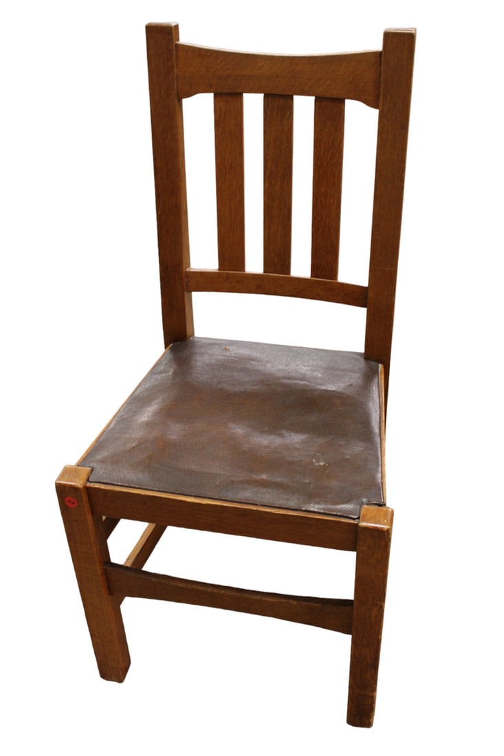Antique mission oak chair attributed to Stickley (1 of 3)
