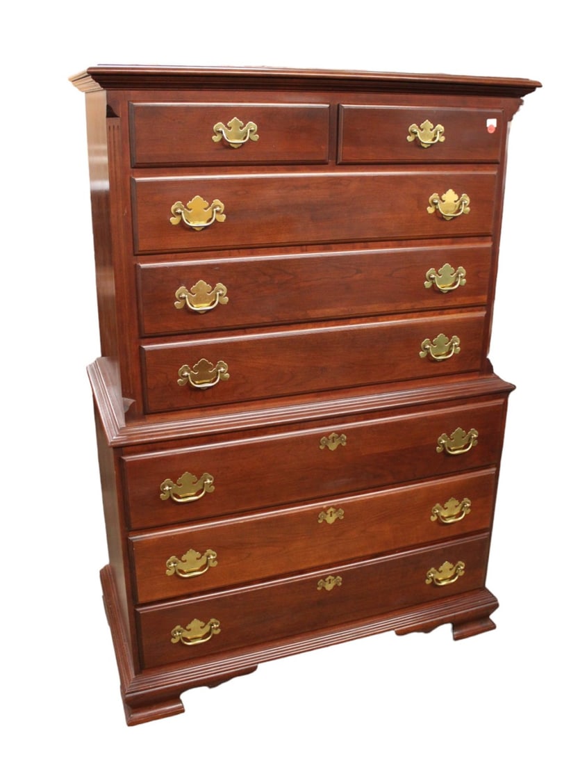 Vintage Colonial solid cherry chest on chest (1 of 6)