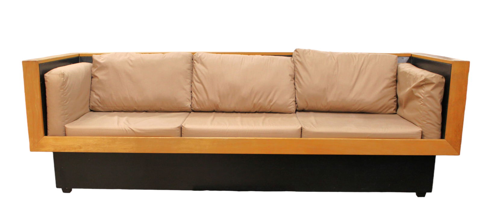 Mid century even arm sofa in the burl maple wood (1 of 7)
