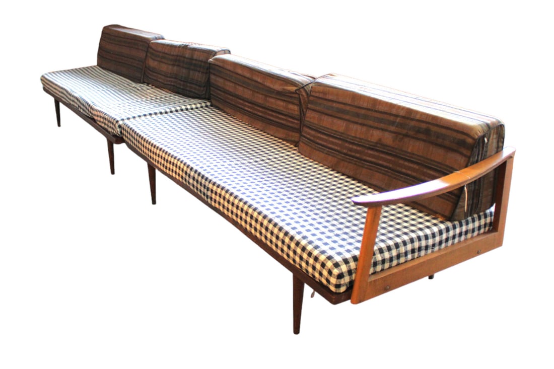 Mid century walnut frame sectional sofa (2 part 2 piece) (1 of 5)