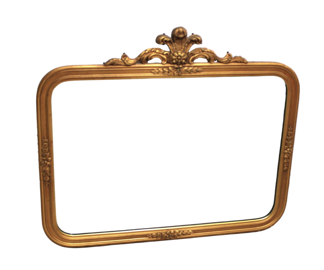 Semi Antique plume carved top mirror (1 of 3)