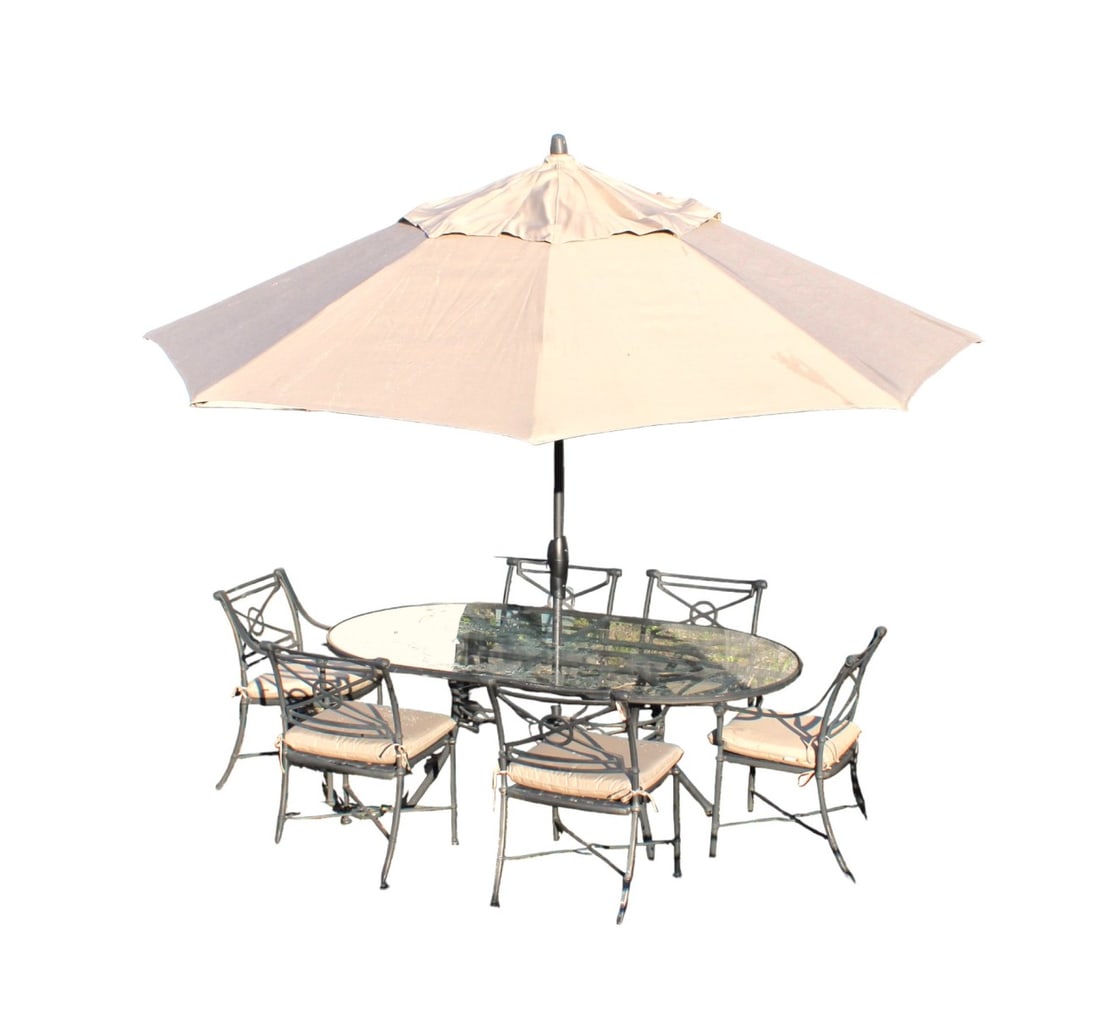 Quality 9pc. patio dining set with Sunbrella cushions (1 of 12)