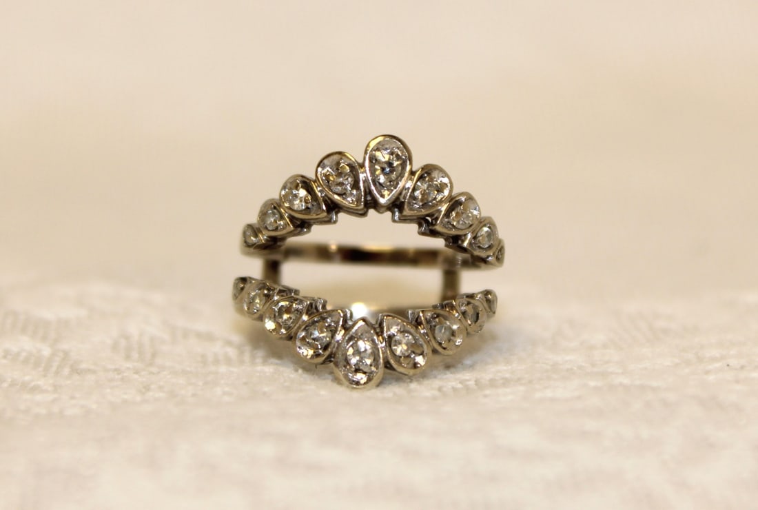 Vintage 14k white gold & diamond enhancer ring (1 of 4)