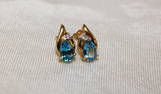 14kt yellow gold and natural topaz & diamond earrings