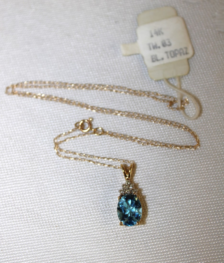 16" 14kt yellow gold topaz & diamond necklace (1 of 2)