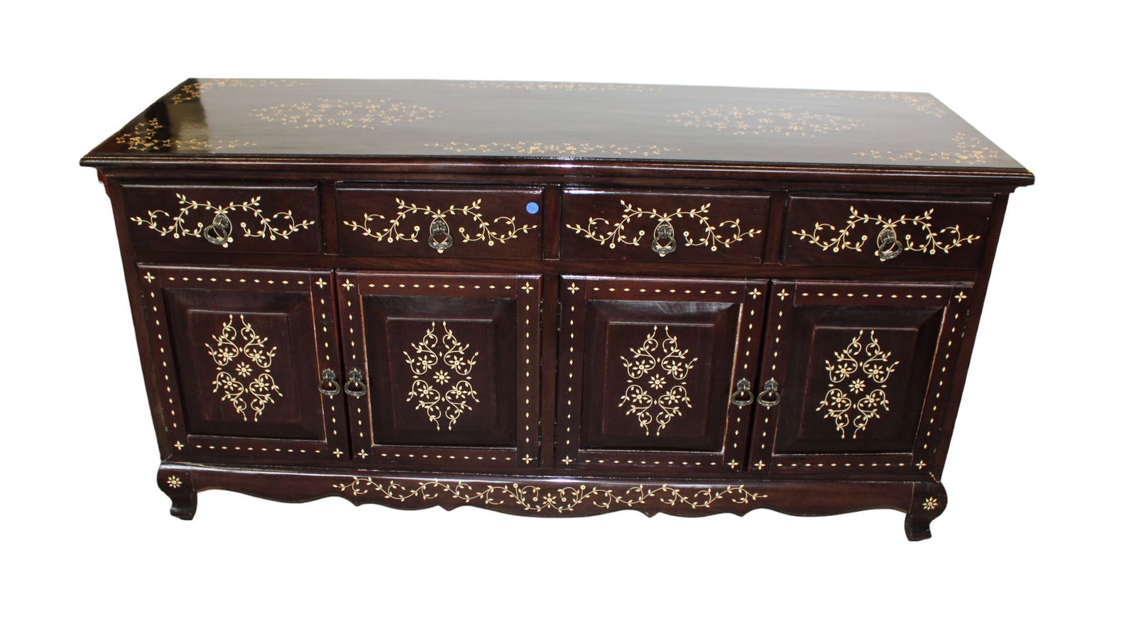 Mahogany & inlaid Asian inspired buffet (1 of 8)