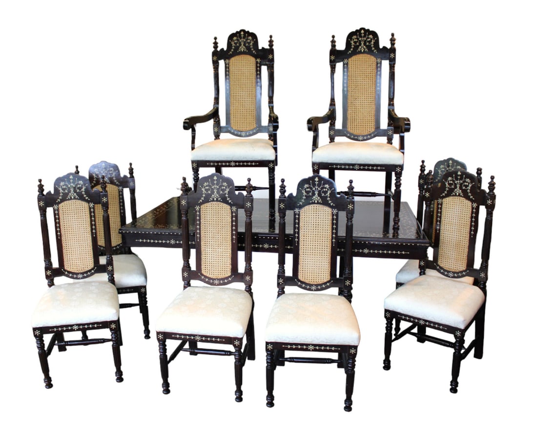 9pc. Asian inspired mahogany dining room set (1 of 18)