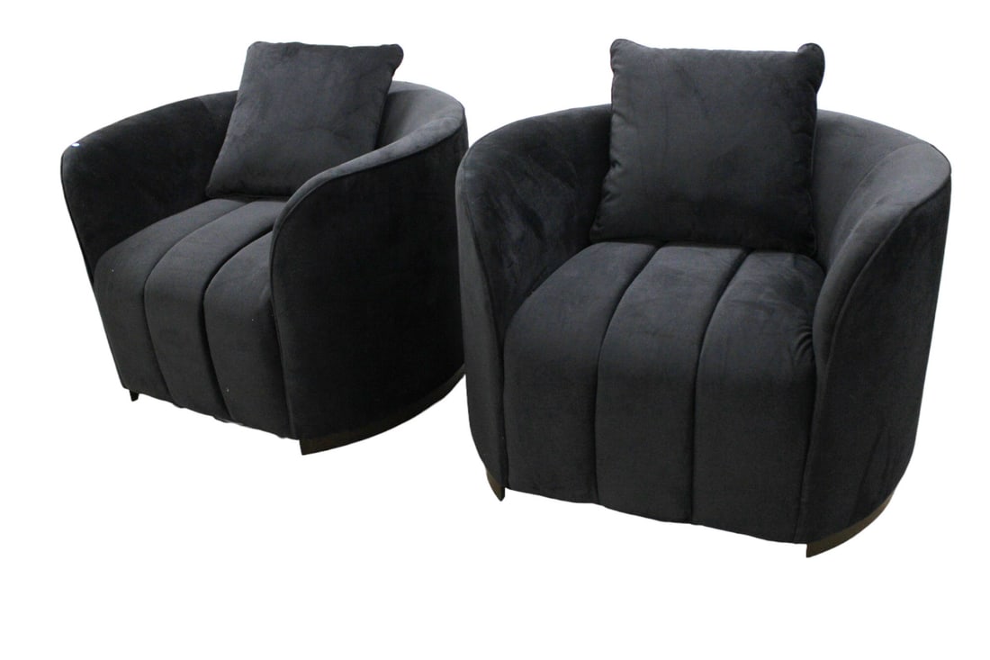 NEW black Rico modern oversize even arm swivel chairs (2) (1 of 4)