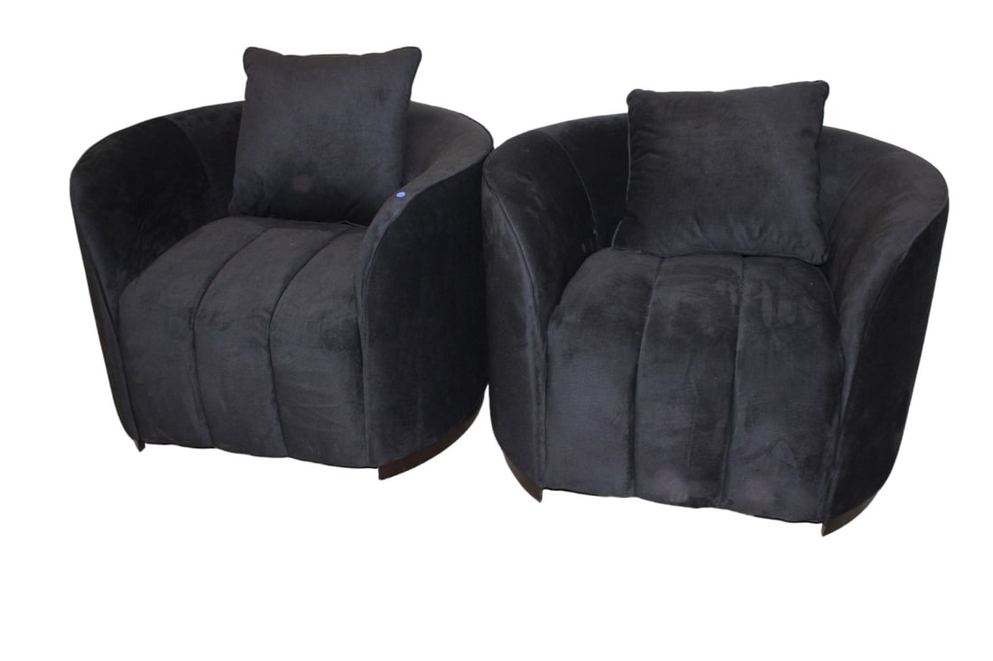 NEW black Rico modern oversize even arm swivel chairs (2) (1 of 5)