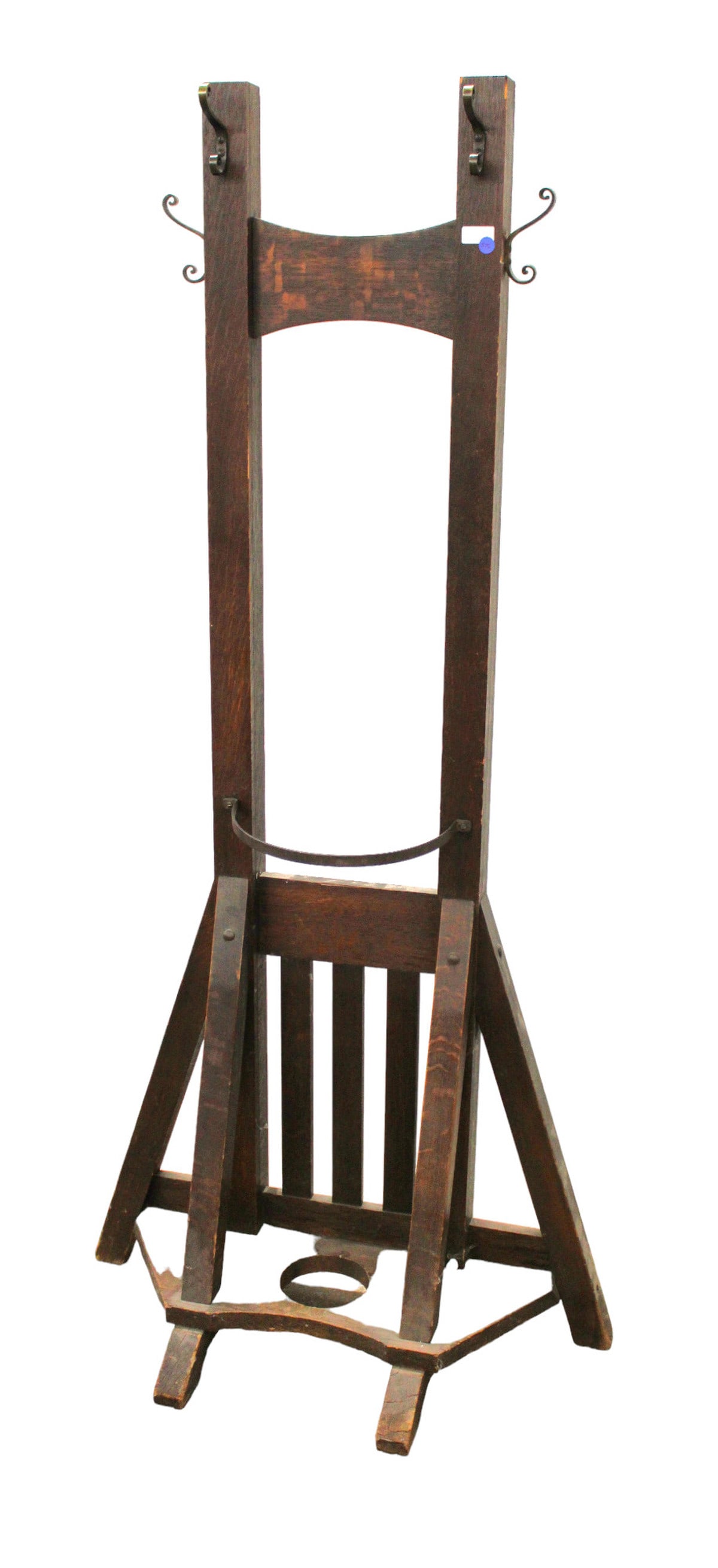 Antique Lifetime mission oak hall tree with umbrella holder (1 of 6)