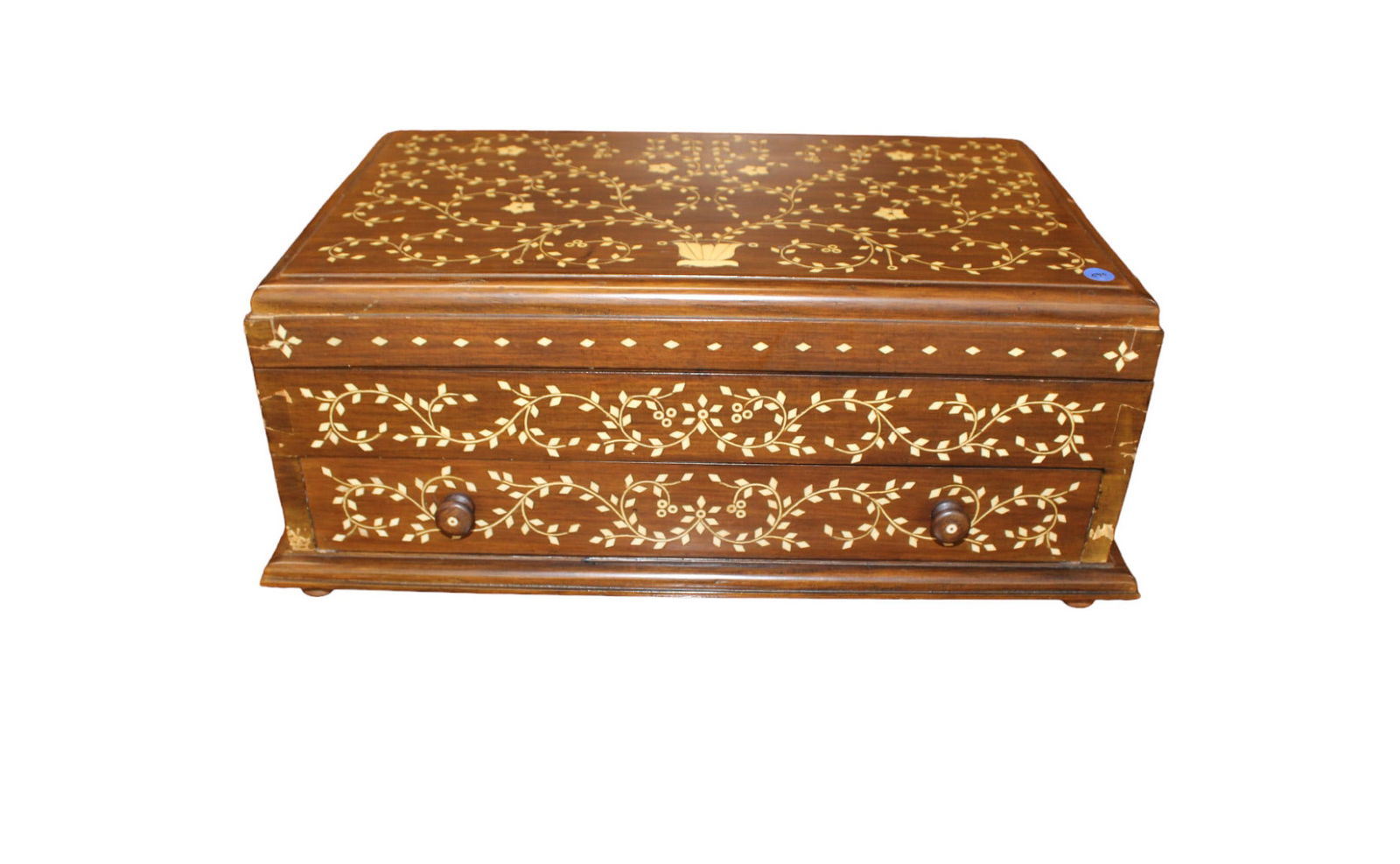 Beautiful antique walnut inlaid silver flatware box (1 of 8)