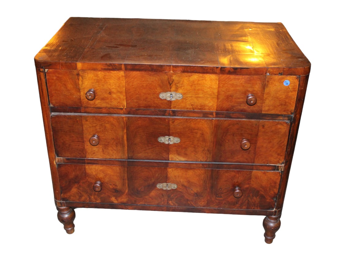 Antique burl mahogany chest attr. Biedermeier (1 of 6)
